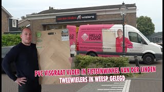 PVC VISGRAAT VLOER in Fietsenwinkel Van Der Linden Tweewielers in Weesp gelegd [upl. by Nelrsa]