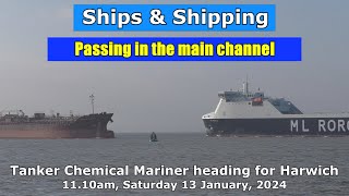 Passing in the main channel Chemical Mariner arrives for Harwich International 13 January 2023 [upl. by Lanny]