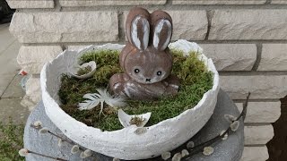 Dekoration Ideen für Ostern  Hase aus Beton selber machen [upl. by Ameg]