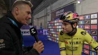 Wout van Aert  Interview at the start  Omloop Het Nieuwsblad 2024 [upl. by Esila]