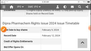 Dipna pharmachem share right issue  Dipna pharma right issue 1312 Vedio जरूर देखो ना तो पछताओगे [upl. by Reibaj]