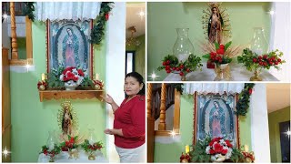 Altar de la virgen de Guadalupe decoración para celebrar el 12 de diciembre católica mexicana [upl. by Novyat779]