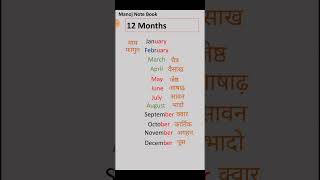 12 Months name hindi and english 12 महीनों के नाम हिन्दी और अंग्रेजी में [upl. by Dustan]