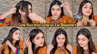 Hairstyle Tutorial Sleek hairstyle with Pearl Head Band  Cute Hairstyle for Girls  Asma Khan [upl. by Junie]