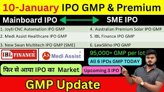 All 6 IPOs GMP  Joyti CNC IPO GMP  LawSikho IPO GMP  New Swan Multitech IPO GMP  Medi Assist IPO [upl. by Laktasic]