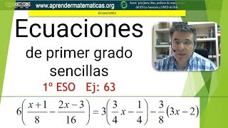 1eso 09 ecuaciones 014 primer grado paréntesis denominadores José Jaime Mas [upl. by Eetsud]