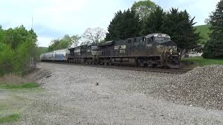 NS 118 manifest by Shawsville 42624 DC power up frontAC44 pushing rather short consist 75 cars [upl. by Areic]