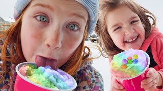 SNOW CONE SCHOOL Family Day at PiRATE iSLAND sledding and snowboarding with Adley Niko amp Navey [upl. by Esiuol198]