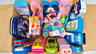 Box full of stationery toys amp gadgets  pencil case press pen eraser sharpner lunch box watch [upl. by Daukas104]