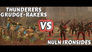 Who Will Win Thunderers GrudgeRakers or Nuln Ironsides in Warhammer Total War 3 [upl. by Annawal469]