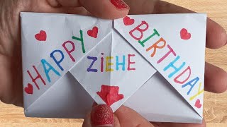 DIY Überraschungskarte basteln zum Geburtstag Origami Überraschungskarte Geburtstag selber machen [upl. by Esbensen]