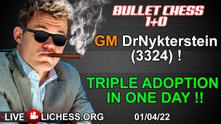 GM Magnus Carlsen DrNykterstein  Triple Adoption on lichessorg  Bullet chess 10  010422 [upl. by Mihsah]