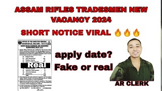 Assam rifle tradesmen new vacancy  MAKE YOUR LIFE [upl. by Ynaffet]