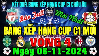 Bảng Xếp Hạng Cup C1 Châu Âu Champions League 20242025 Vòng 4 Mới  Ngày 6112024 Bản Full Nhất [upl. by Mirelle]