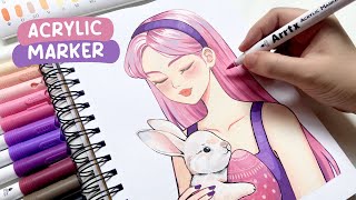 🐇 Trying Out New Markers  Arrtx 60 Colors Acrylic Markers Review [upl. by Sivatco]