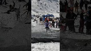 Girls Pond Skim  Water Slide Challenge Grimentz 44 skiing ski switzerland suisse schweiz [upl. by Lachish]