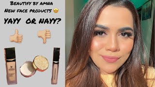 BEAUTIFY BY AMNA FOUNDATION CONCEALER AND POWDER REVIEW  DEMO [upl. by Veradia]