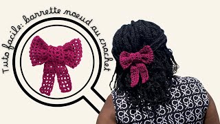 Tuto facile barrette noeud au crochet 🎀🥰☺️ [upl. by Mahtal]