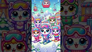 Cute Cat Sports Skiing cat cute cutecat adorablecats funny funnycats [upl. by Sapowith]