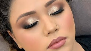 beautiful and easy eye makeup with wing eyeliner tutorial for new comers makeup with green dress [upl. by Balthazar]