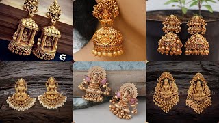 Antique South Indian jewellery temple earrings designGold matte finish south Indian jewellery [upl. by Freddie]