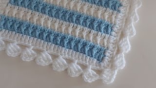 How to Crochet a Border  Super Easy Crochet Baby Blanket Border Pattern For Beginners [upl. by Ellinger]