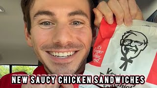 New KFC Saucy Chicken Sandwiches Review [upl. by Reginauld]