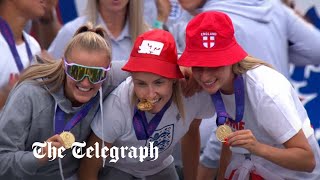 Lionesses dance on stage after Euros win at Englands victory parade [upl. by Noonberg]