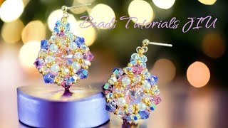 DIY Making pretty colored earrings🎈예쁘다 정말 예쁜 크리스탈로만 만든 귀걸이 Rivoli Crystal Earrings Tutorial [upl. by Alaekim679]