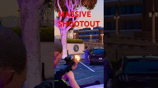 MASSIVE SHOOTOUT Outside Mission Row Police Department in GTA 5 RP gtarp ocrp fivem [upl. by Illehs]