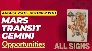 MARS TRANSIT GEMINI  Aug 26th  Oct 19th  Opportunities  ALL RISING SIGNS by NipoonJoshi [upl. by Nallid555]