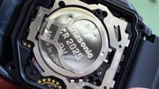 How To Change CASIO DataBank Calculator DBC321ACB 2888 Wrist Watch CR2025 Battery Full HD 2017 [upl. by Niles]