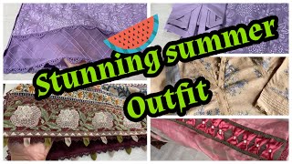 How to design summer dress in decent and stylishembroideredprinted and tieampdye sanookbysumera [upl. by Annaer]