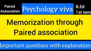 Paired association practical viva question memorization through paired association lets revise [upl. by Senalda]