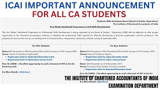 ICAI IMPORTANT ANNOUNCEMENT FOR ALL CA STUDENTS [upl. by Cimah923]