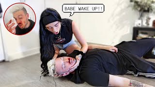 GETTING A BLOODY NOSE THEN PASSING OUT PRANK ON GIRLFRIEND she almost faints [upl. by Rodmur]