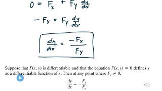 MAT273  Calc3  144d Redefining Implicit Differentiation Using Partial Derivatives [upl. by Aundrea]