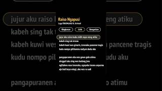 Raiso ngapusi   Lirik  feedshorts [upl. by Niccolo]