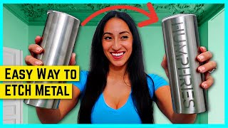 How to Etch a Stainless Steel Tumbler in 10 Minutes  Unbelievable Results using Cricut Stencils [upl. by Leckie]