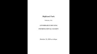 Wellesley Highland Park  Affordable Housing Informational Session [upl. by Renzo]