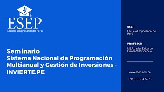 Seminario en Sistema Nacional de Programación Multianual y Gestión de Inversiones  SEM3INVIERTE28 [upl. by Alegna]