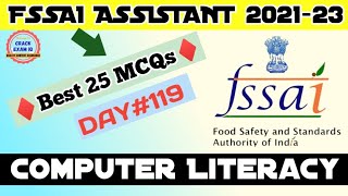 FSSAI Computer Literacy MCQs  DAY119  FSSAI Assistant ReExam 2023  Previous Year Questions [upl. by Notterb822]