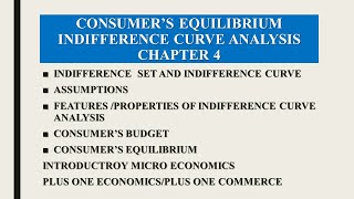 CONSUMER’S EQUILIBRIUMINDIFFERENCE CURVE ANALYSIS PLUS ONE ECONOMICS [upl. by Kristal]