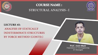 Lecture 45  Analysis of Statically Indeterminate Structures by Force Method Contd [upl. by Braun]