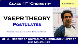 chemistry 11 Chap 3 Lec 1 Valence Shell Electron Pair Repulsion VSEPR Theory Postulates [upl. by Millburn]