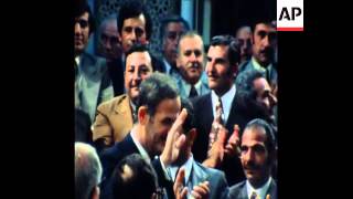 SYND 19 8 77 PRESIDENT ASSAD OF SYRIA SPEAKING AT PARLIAMENT IN DAMASCUS [upl. by Aitercul]