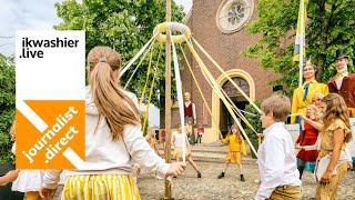 Reuzenmeifeest in Munte met reuzendans meiboomdans en koningschieting ism Steinerschool [upl. by Vinay]