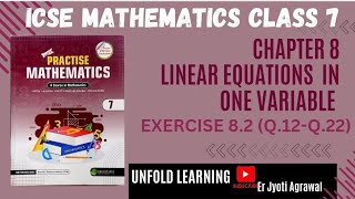 ICSE Class 7  Lets Practise Mathematics  8 Linear Equations in One Variable Ex 82 part 2 [upl. by Skip585]