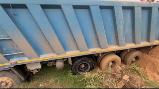 Tata Signa 4825TK Dumphar Truck Struck in mud  Tipper stunt in mud [upl. by Venus173]