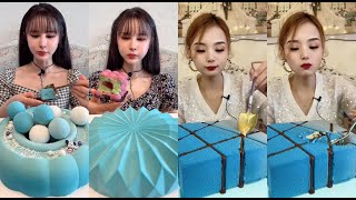 blue cake 파란색 케이크먹방 85 신기한 케이크먹방 다양한 케이크먹방 CAKE MUKBANGSHOW EATINGSHOW 食べる咀嚼音 声控吃播 초콜릿 케이크 먹방 [upl. by Nnaear637]